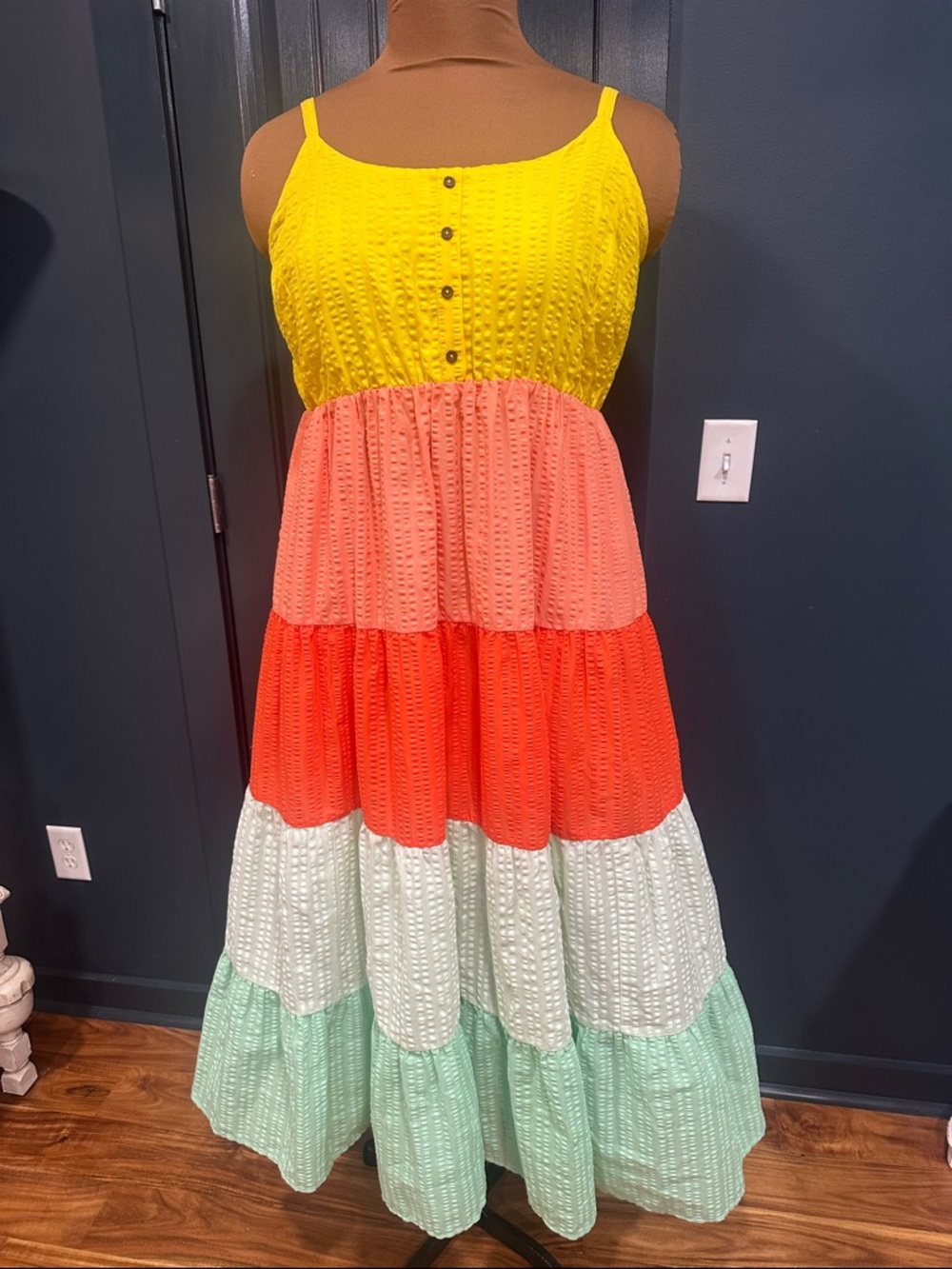 Torrid Maxi Challis Tiered Colorblock Dress Size 1 (14-16)